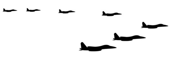 Silhueta Aviões Militares Voadores Ataque Aéreo Bombardeiros Guerra Dinâmica Geral — Fotografia de Stock