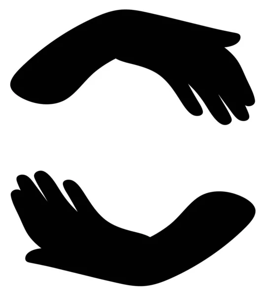 Abbracciare Silhouette Delle Mani Telaio Rotondo Due Mani Nere Concetto — Foto Stock
