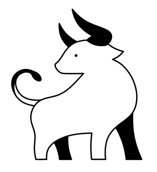 Logo Banteng Hitam Dan Putih Dengan Tanduk Rodeo Banteng — Stok Foto