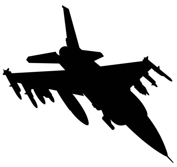 Silueta Vojenského Letounu Americký Multifunkční Lehký Stíhač Čtvrté Generace Letectvo — Stock fotografie