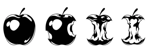Czarno Białe Ugryzione Jabłko Koncepcja Zdrowej Żywności Wegetarianizm Świeże Owoce — Zdjęcie stockowe