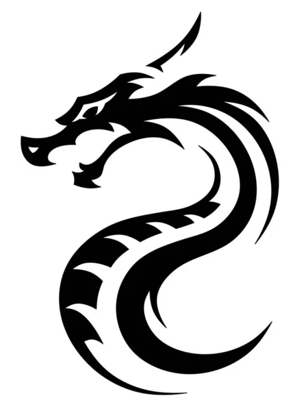 Schwarzes Drachenlogo Vereinzelt Gezeichneter Drache Öffnete Seinen Mund Mythisches Tier — Stockfoto