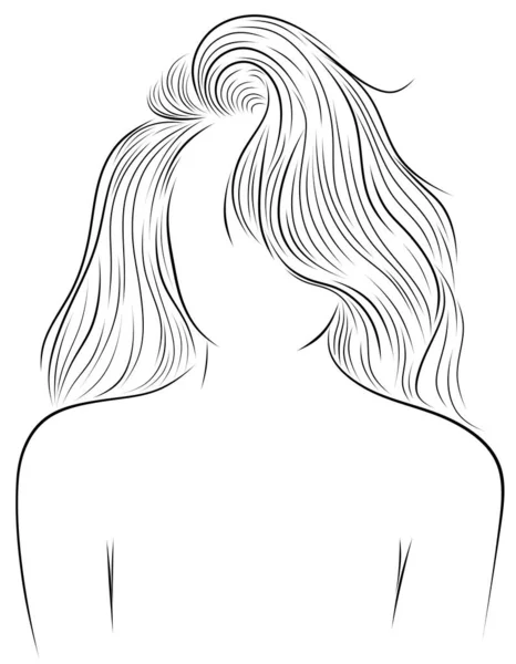 Contour Girl Hair Line Art Portrait Girl Painted Black White — Stock Photo, Image