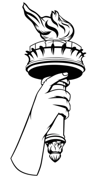 自由の女神トーチのロゴ アメリカの自由と民主主義の象徴 ニューヨークの観光名所 松明を手にしたもの — ストック写真