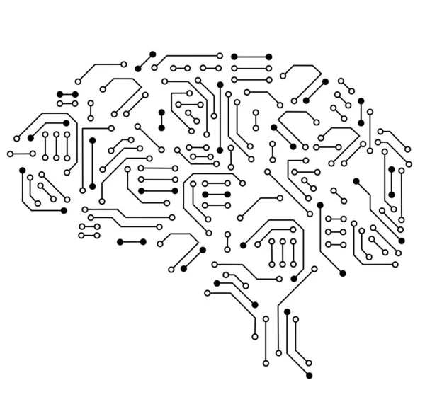 Brain Drawn Lines Dots Consisting Microcircuits Concept Working Electronic Data — Foto Stock