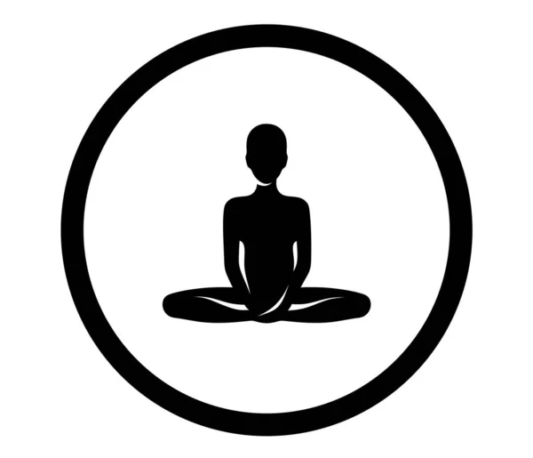 Silhuett Flicka Lotusställning Som Mediterar Cirkel Rund Logotyp För Yoga — Stockfoto