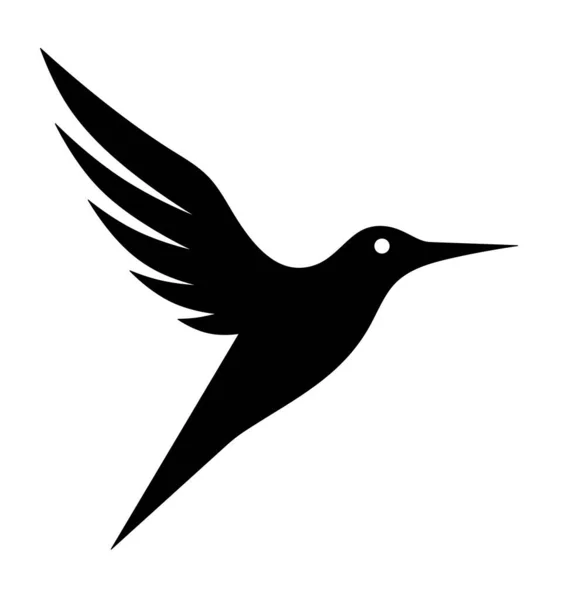 Black White Hummingbird Logo Isolated Monochrome Flying Bird Black Painted — Stock Photo, Image