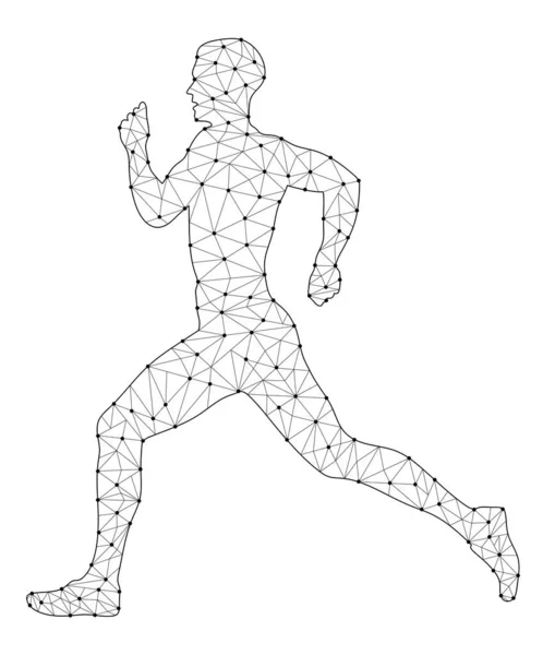 Outline Drawing Running Man Isolated Silhouette Athlete Isolated Polygonal Athlete — Stock Photo, Image