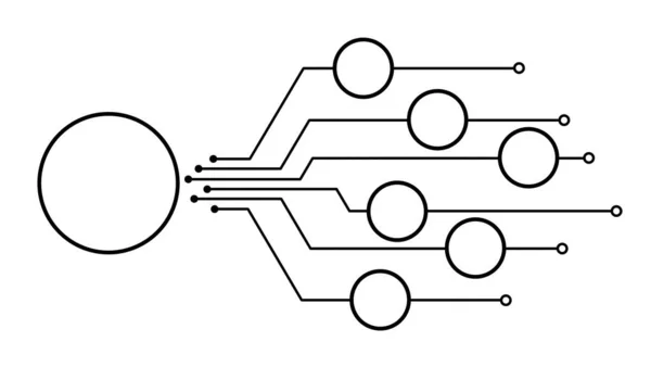 線で接続されたインフォグラフィックテンプレート ステップまたはオプションのピースチャートテンプレート プロセス図 テクノロジーラウンドフレーム — ストック写真
