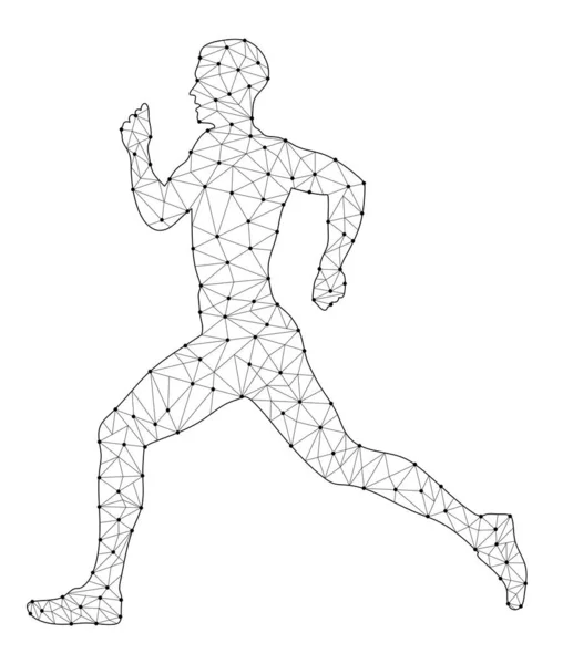 Outline Running Man Isolated Polygonal Athlete Concept Technological Sports Electronic — Stock Photo, Image
