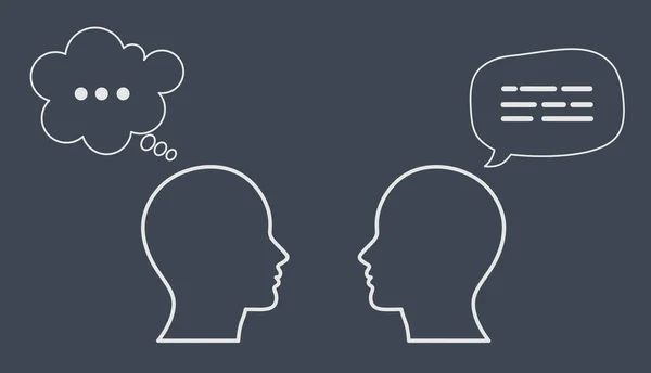 两个脑袋在说话 人与人之间商业交易的概念 一个商务会议 头像通讯 — 图库照片