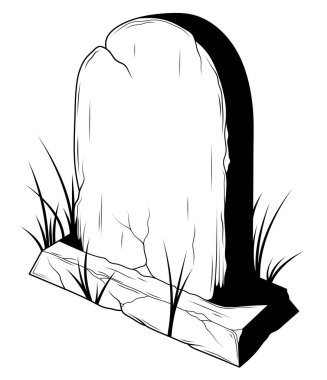 Mezar taşıyla izole edilmiş siyah beyaz bir mezar. Cadılar Bayramı süsü. Ölümün sembolü. Boyalı mezar..