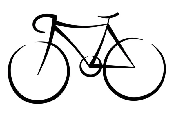 ミニマリストバイクロゴ 自転車はストロークで塗装されています 車輪車両について サイクリング — ストック写真