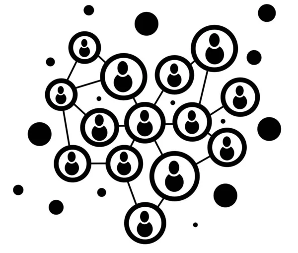 선으로 연결된 프레임에 사람들의 아이콘입니다 네트워크 네트워크 연결에서 통신의 인터넷에서 — 스톡 사진