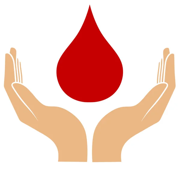 Odizolowana Ilustracja Dłoni Kroplą Krwi Odizolowane Logo Kliniki Krwi Koncepcja — Zdjęcie stockowe