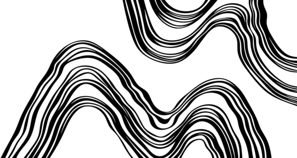 Líneas Negras Dibujadas Mano Fondo Abstracto Blanco Negro Con Ondas — Foto de Stock