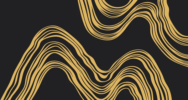 Golden Waves Black Background Abstract Background Lines — Stock Photo, Image