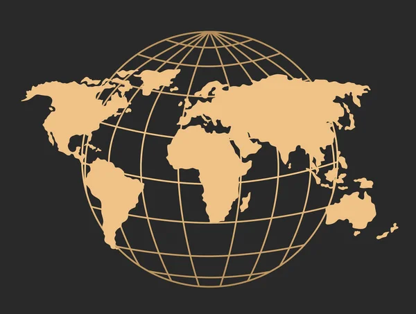 Globo Transparente Dourado Isolado Sobre Fundo Preto Mapa Mundo Dourado — Fotografia de Stock