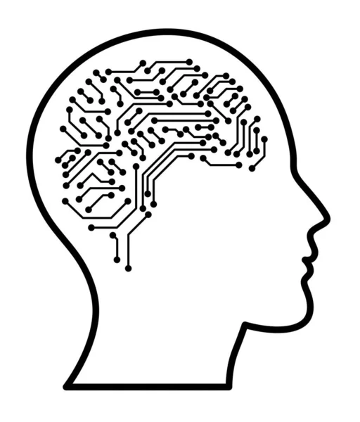 Cabeza Humana Aislada Con Cerebro Electrónico Concepto Inteligencia Artificial Está —  Fotos de Stock