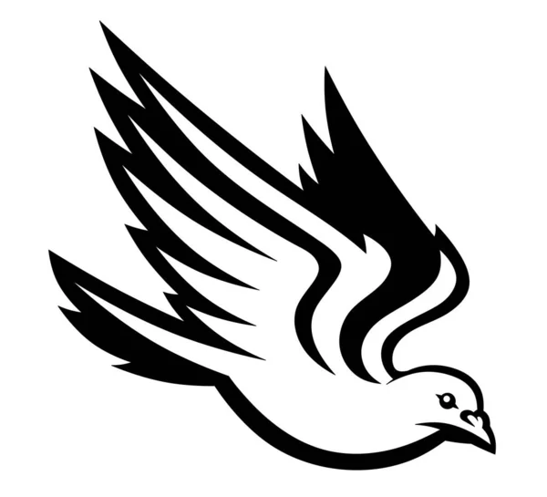 Isolated Black White Dove Flying Bird Logo — Stock Photo, Image