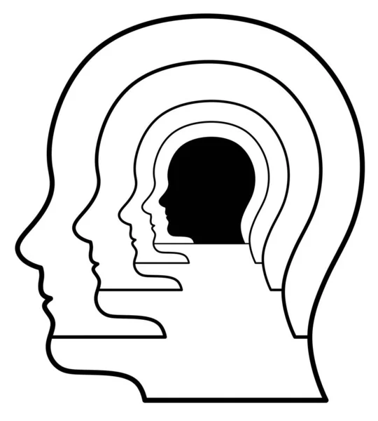Sylwetka Męskiej Głowy Koncepcja Człowieka Jest Zamknięta Sama Sobie Myśli — Zdjęcie stockowe