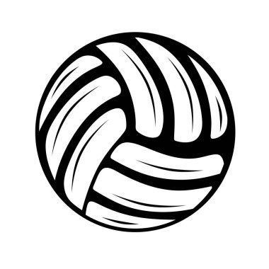 Siyah voleybol topu, top logosu izole. Elle oynamak için spor malzemeleri..