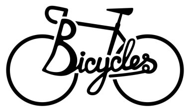 Atölye ya da bisiklet mağazası için minimalist bisiklet logosu. Bisiklet çizgilerle çizilmiş. İki tekerlekli araç. Bisiklet mi? Bisikletli gezginler için simge.
