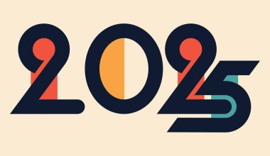 2025 tarihli logo şablonu. 2025 tarihli şık yazı tipi tasarımı. Takvim için rakamların minimalist tasarımı, 2025 yılının sembolü.