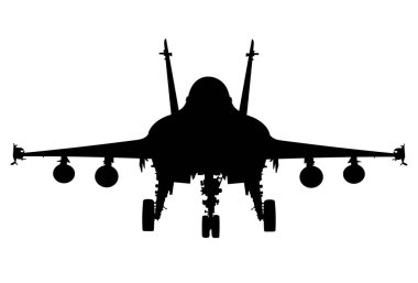 F-35 askeri savaşçısının silueti, düşük gözlemlenebilir, çok delikli, beşinci nesil savaşçılardan oluşan bir aile. Orduda hava savunması. Askeri bombacı. Askeri havacılık tasviri.