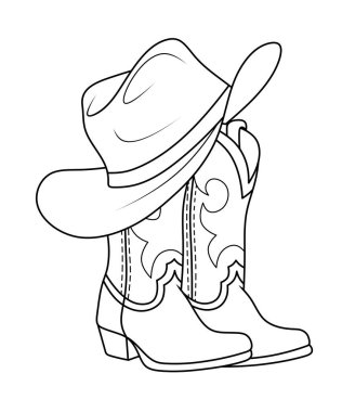 Kovboy çizmeleri üzerindeki kovboy şapkası çizgilerle çizilir. Giysiler Vahşi Batı ve Amerika 'yı sembolize ediyor. Bu, rodeonun ve Teksas halkının sembolü..