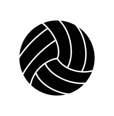 Bir voleybol topunun siyah beyaz çizimi. Spor, oyunlar ve aktif bir eğlence sembolü. Voleybol logosu.