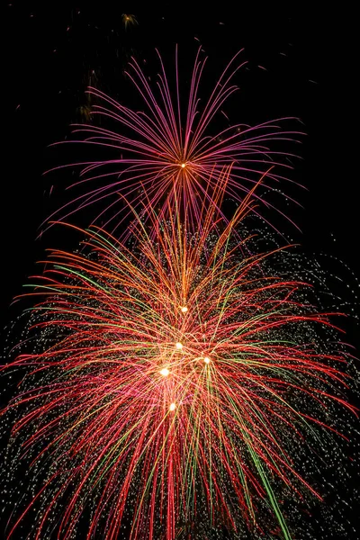 Colorful Fireworks Exploded Night Sky — Stock Photo, Image