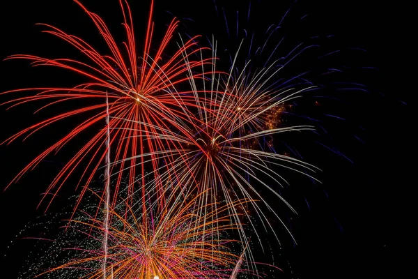 Colorful Fireworks Exploded Night Sky — Stock Photo, Image