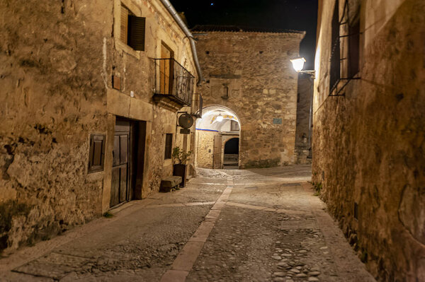 Typical street in the historic center of Pedraza. Segovia. Spain