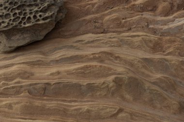 Close-up of intricate honeycomb weathering patterns on sandstone rocks. Showcases natural textures and erosion features. Ideal for geological studies and nature backgrounds.