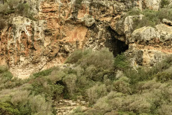 Cala Coves, Menorca 'daki antik nekropolis mağaralarının yakın çekimleri engebeli kaya oluşumlarını ve yemyeşil bitki örtüsünü gözler önüne seriyor. Bu tarihi mağaralar manzaraya gizemli bir cazibe katıyor..