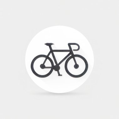 Basit, minimalist bisiklet ikonu, siyah beyaz, temiz çizgiler ve modern estetik..