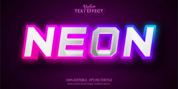 Neon Parlayan Metin Efekti Düzenlenebilir Neon Işık Metni Biçimi — Stok Vektör