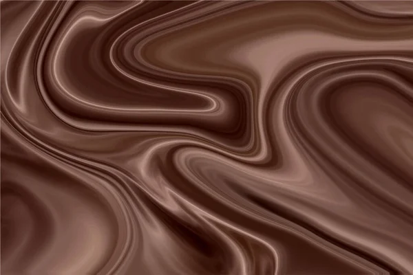 Chocolate Ondulado Redemoinho Fundo Abstrato Ondas Chocolate Cetim Fluxo Cor — Vetor de Stock