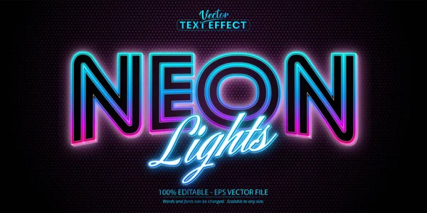 Neon Parlayan Metin Efekti Düzenlenebilir Neon Işık Metni Biçimi — Stok Vektör