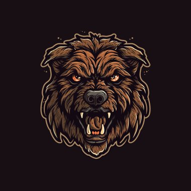 Esports Illustration tarzı maskot tasarımında tasarlanmış zombi bir köpek kafası logosu.