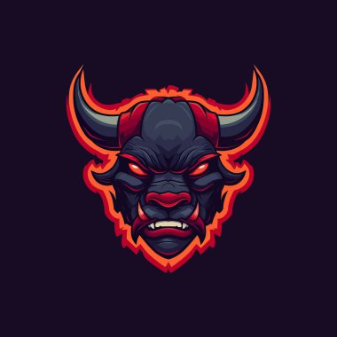 Esports Illustrasyon tasarımı için tasarlanmış kızgın bir boğa kafası logosu.