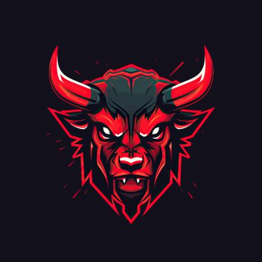 Esports Illustrasyon tasarımı için tasarlanmış kızgın bir boğa kafası logosu.