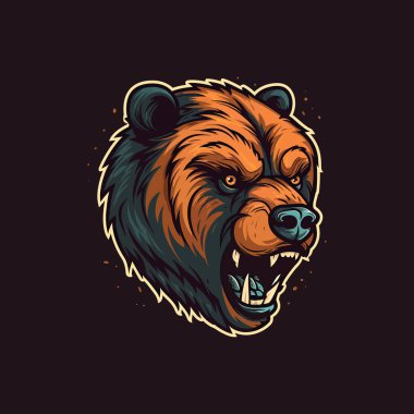 Esport illüstrasyon stili maskot tasarımında tasarlanmış kızgın bir ayının logosu.