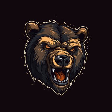 Esport illüstrasyon stili maskot tasarımında tasarlanmış kızgın bir ayının logosu.