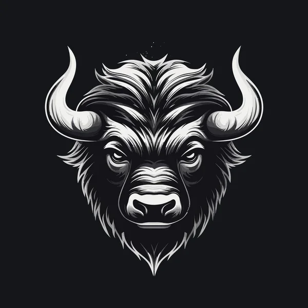 スポーツイラストスタイルのデザインでデザインされた怒っている雄牛の頭のロゴ — ストックベクタ
