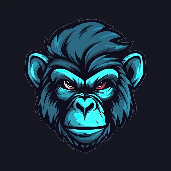 Logo Rozzlobené Opičí Hlavy Navržené Designu Stylu Ilustrace — Stockový vektor