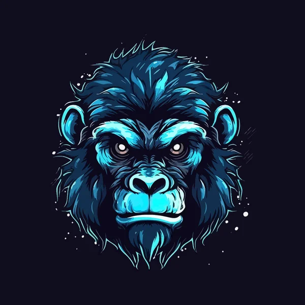 Esports Illustrasyon Tasarımı Için Tasarlanmış Kızgın Bir Maymun Kafası Logosu — Stok Vektör