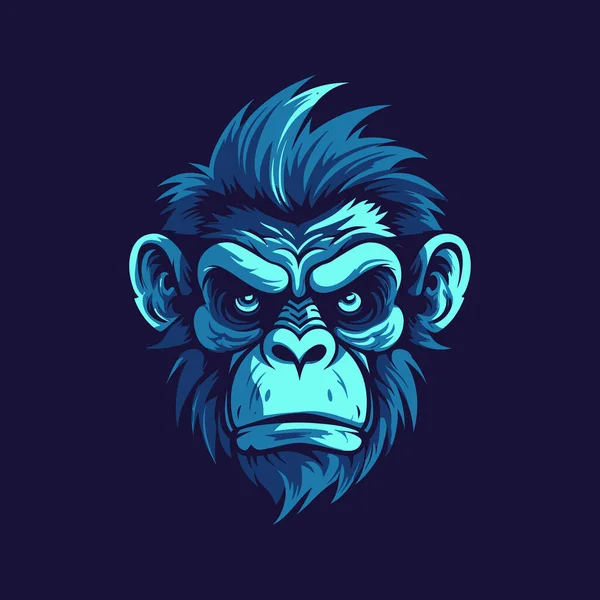 Logotipo Uma Cabeça Macaco Irritado Projetado Design Estilo Ilustração Esports — Vetor de Stock