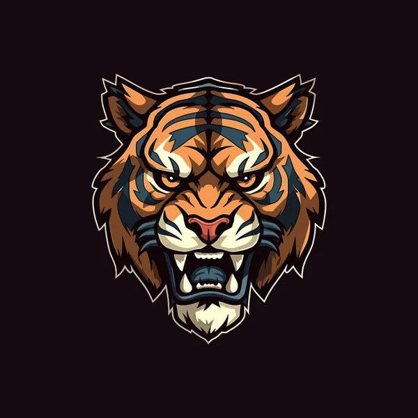 Logo Wściekłego Tygrysa Głowa Zaprojektowana Esports Ilustracja Styl Maskotka Zamiar — Wektor stockowy